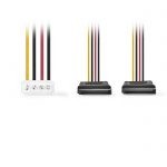 NEDIS Καλώδιο αντ.τροφοδοσίας Molex αρσ.- 2x SATA 15-pin θηλ., 0.15 m CCGP73520VA015