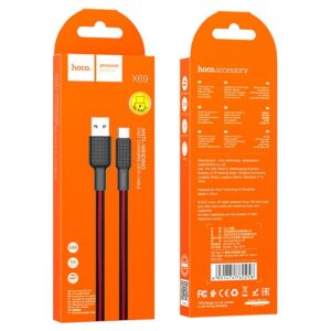 HOCO X69 JAEGER ΚΑΛΩΔΙΟ ΦΟΡΤΙΣΗΣ , USB ΣΕ TYPE-C , ΜΑΥΡΟ/ΚΟΚΚΙΝΟ