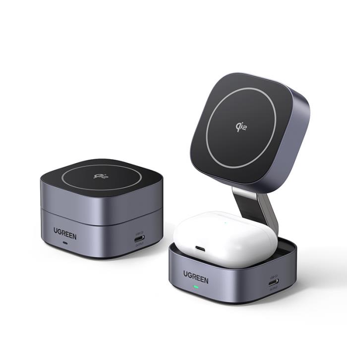 Wireless Magnetic Charger/Stand 2in1 UGREEN 15W Qi2 W702 35316 Grey